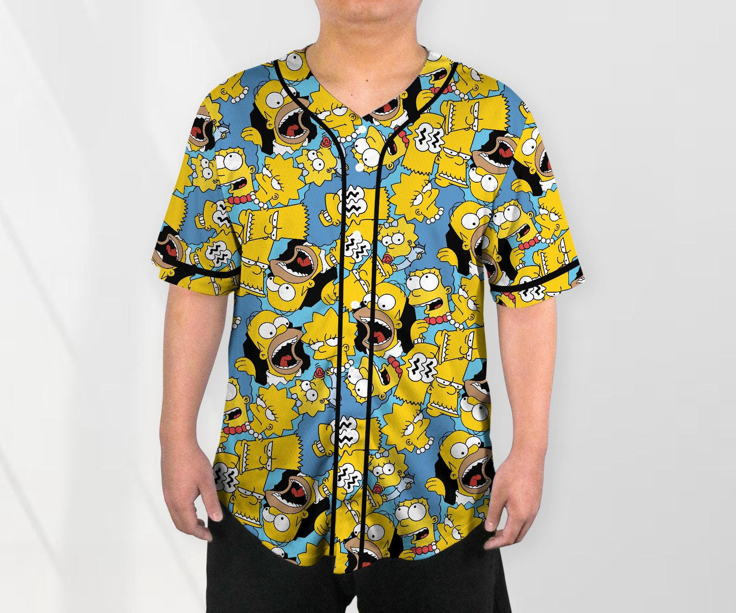 The Simpsons Baseball Jersey Shirt, Cartoon Family Button Up Shirt, Funny Comic Style Unisex Jersey, Simpsons Shirt Gift