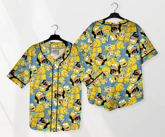 The Simpsons Baseball Jersey Shirt, Cartoon Family Button Up Shirt, Funny Comic Style Unisex Jersey, Simpsons Shirt Gift