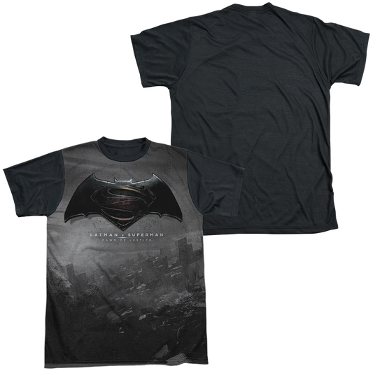 Batman v Superman Logo City - Men's Black Back T-Shirt