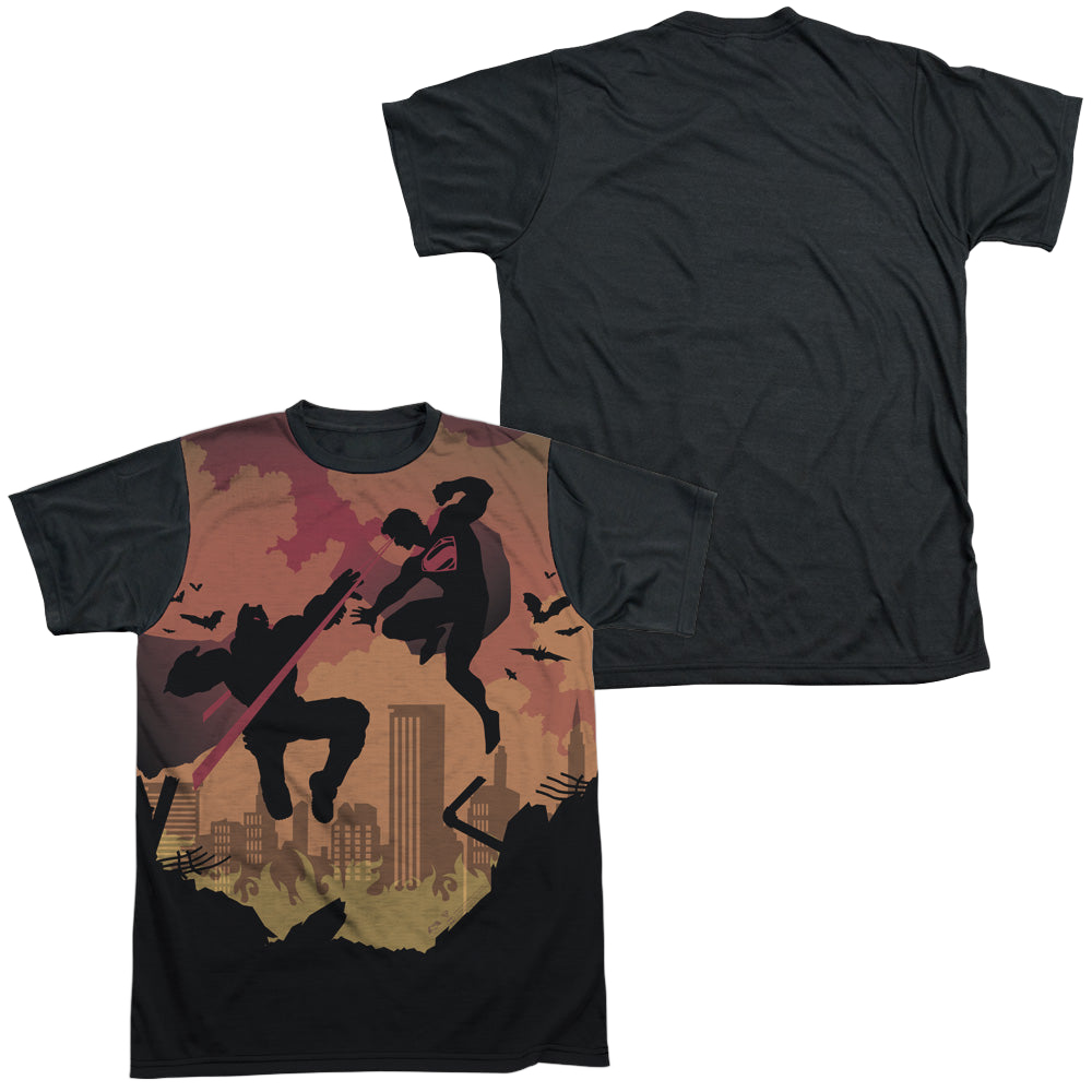 Batman v Superman Silhouette Fight - Men's Black Back T-Shirt