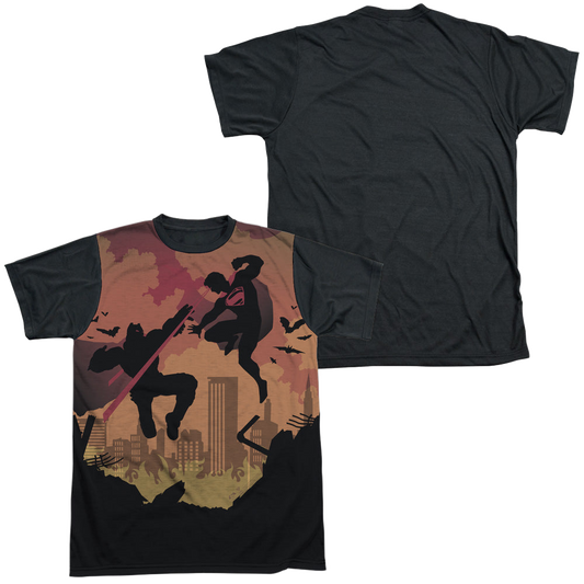Batman v Superman Silhouette Fight - Men's Black Back T-Shirt