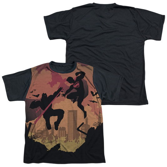 Batman v Superman Silhouette Fight - Youth Black Back T-Shirt