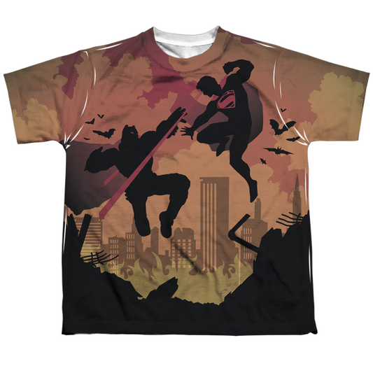 Batman v Superman Silhouette Fight - Youth All-Over Print T-Shirt