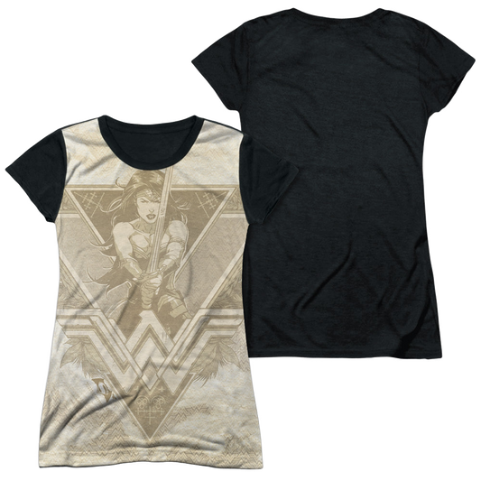 Batman v Superman Greek Goddess - Juniors Black Back T-Shirt