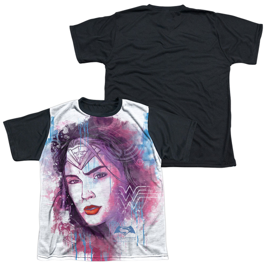 Batman v Superman Watercolor Wonder Sub - Youth Black Back T-Shirt