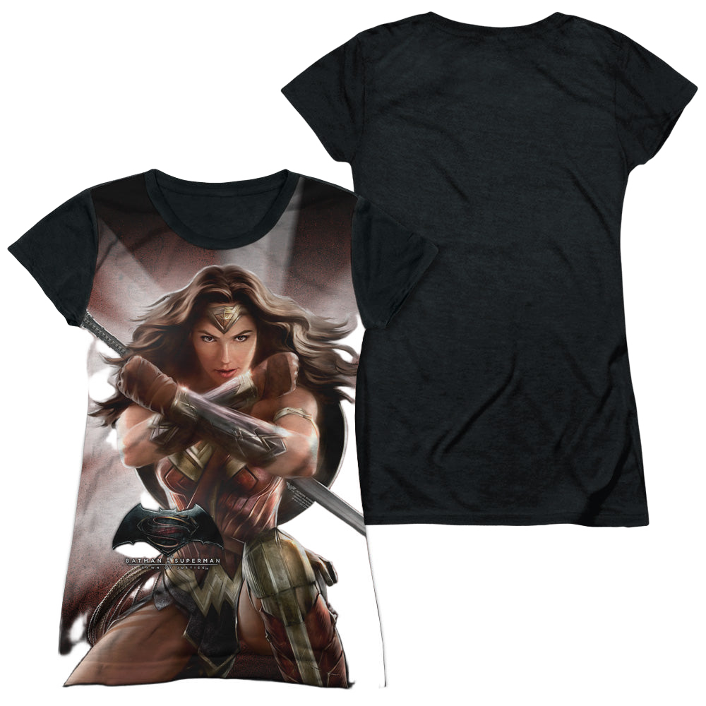 Batman v Superman Wonder Woman Light - Juniors Black Back T-Shirt