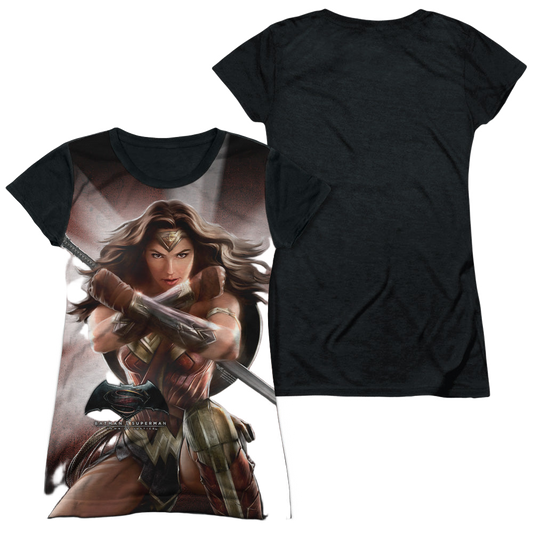 Batman v Superman Wonder Woman Light - Juniors Black Back T-Shirt