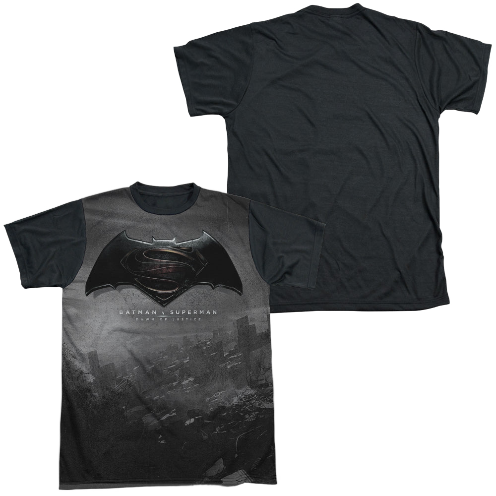 Batman v Superman Logo City - Men's Black Back T-Shirt Style001