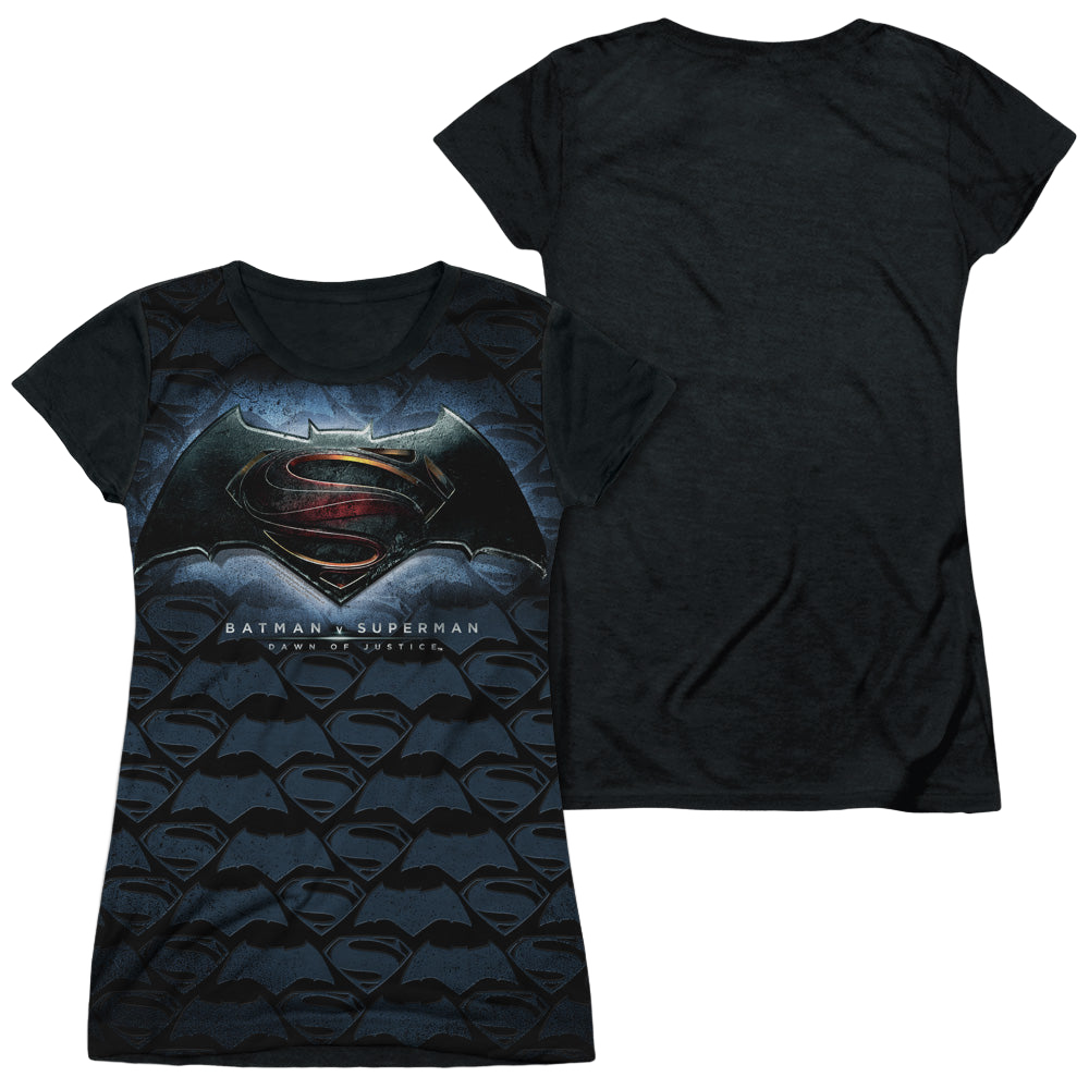 Batman v Superman Logo Pattern - Juniors Black Back T-Shirt Style001