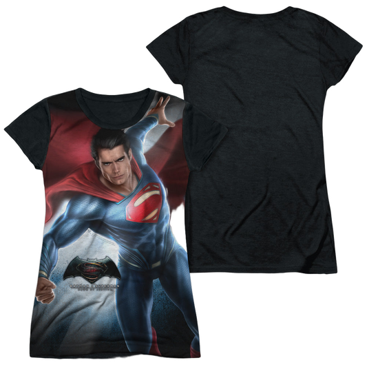 Batman v Superman Superman Light - Juniors Black Back T-Shirt Style001