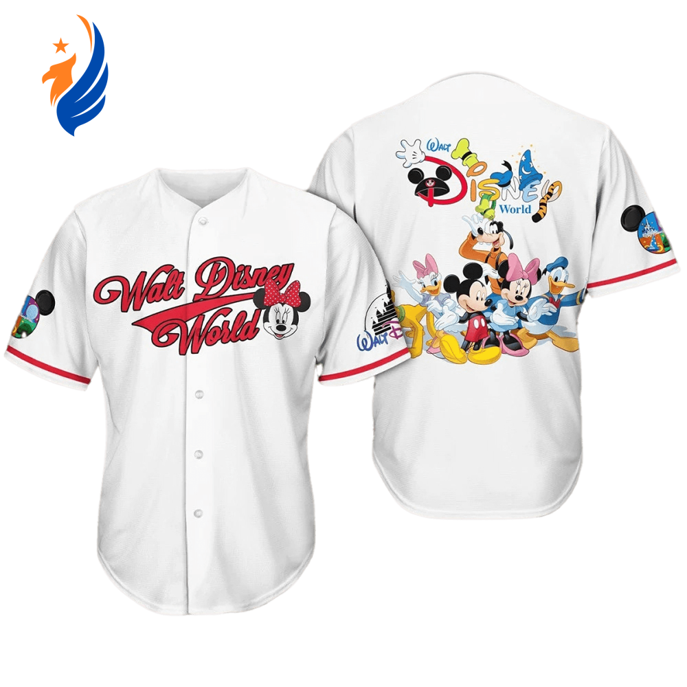 Authentic Mickey Baseball Jersey – Walt Disney World s Mickey and Friends Graphic White Shirt - Bafud