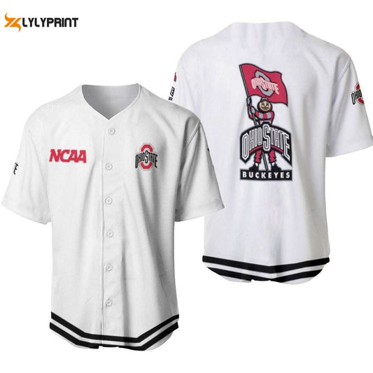 Ohio State Buckeyes Classic White With Mascot Gift For Ohio State Buckeyes Fans Baseball Jersey Gifts for Fans - lylyprint.com