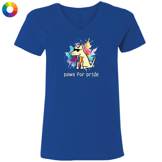 Paws for Pride  - Ladies T-Shirt V-Neck