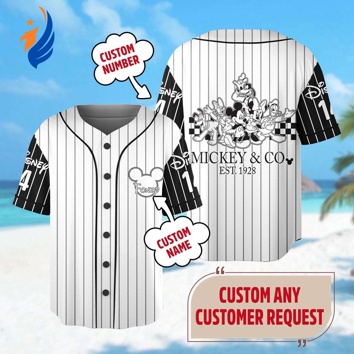 Custom Mickey and Friends Baseball Jersey: Personalize Mouse Family Tee Funny Basketball Jersey Magic Kingdom Shirt - Bafud