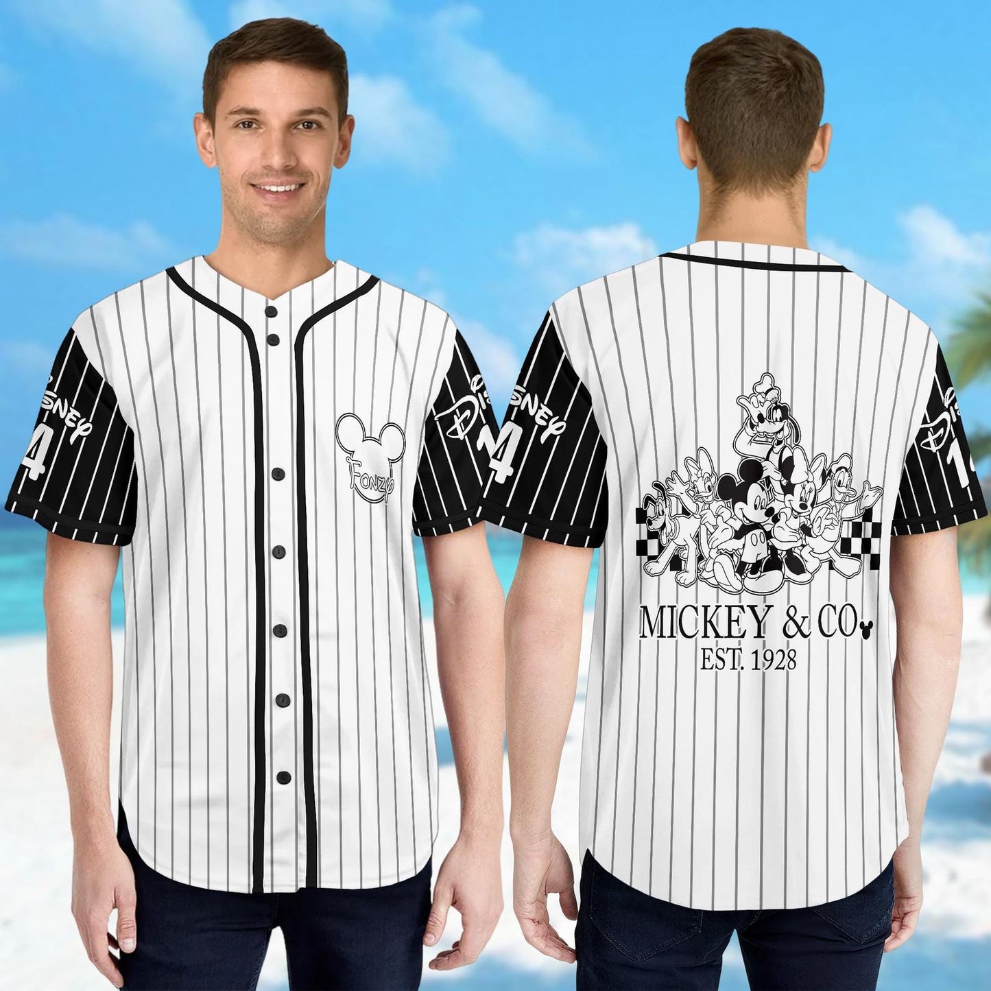 Custom Mickey and Friends Baseball Jersey: Personalize Mouse Family Tee Funny Basketball Jersey Magic Kingdom Shirt - Bafud