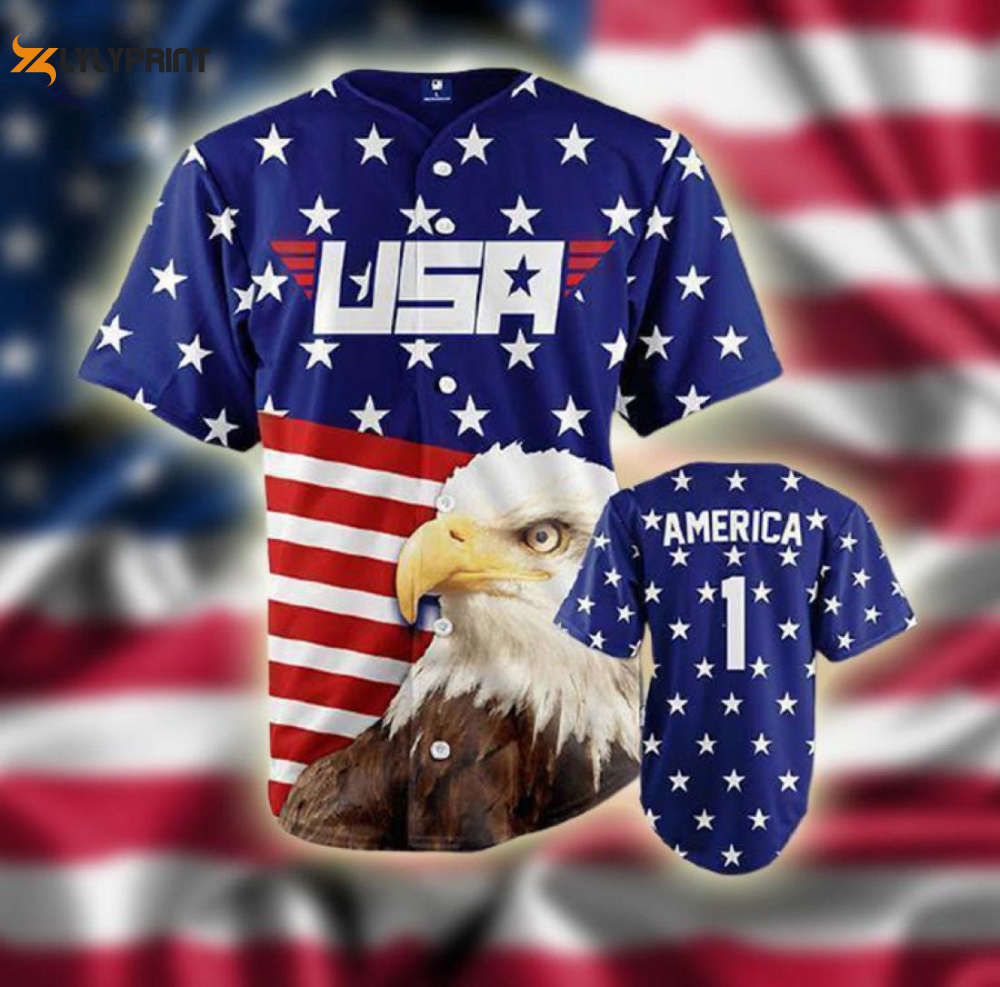 Personalized American Flag Eagle All Over Print 3D Unisex Baseball Jersey - Gift for Men Women - lylyprint.com