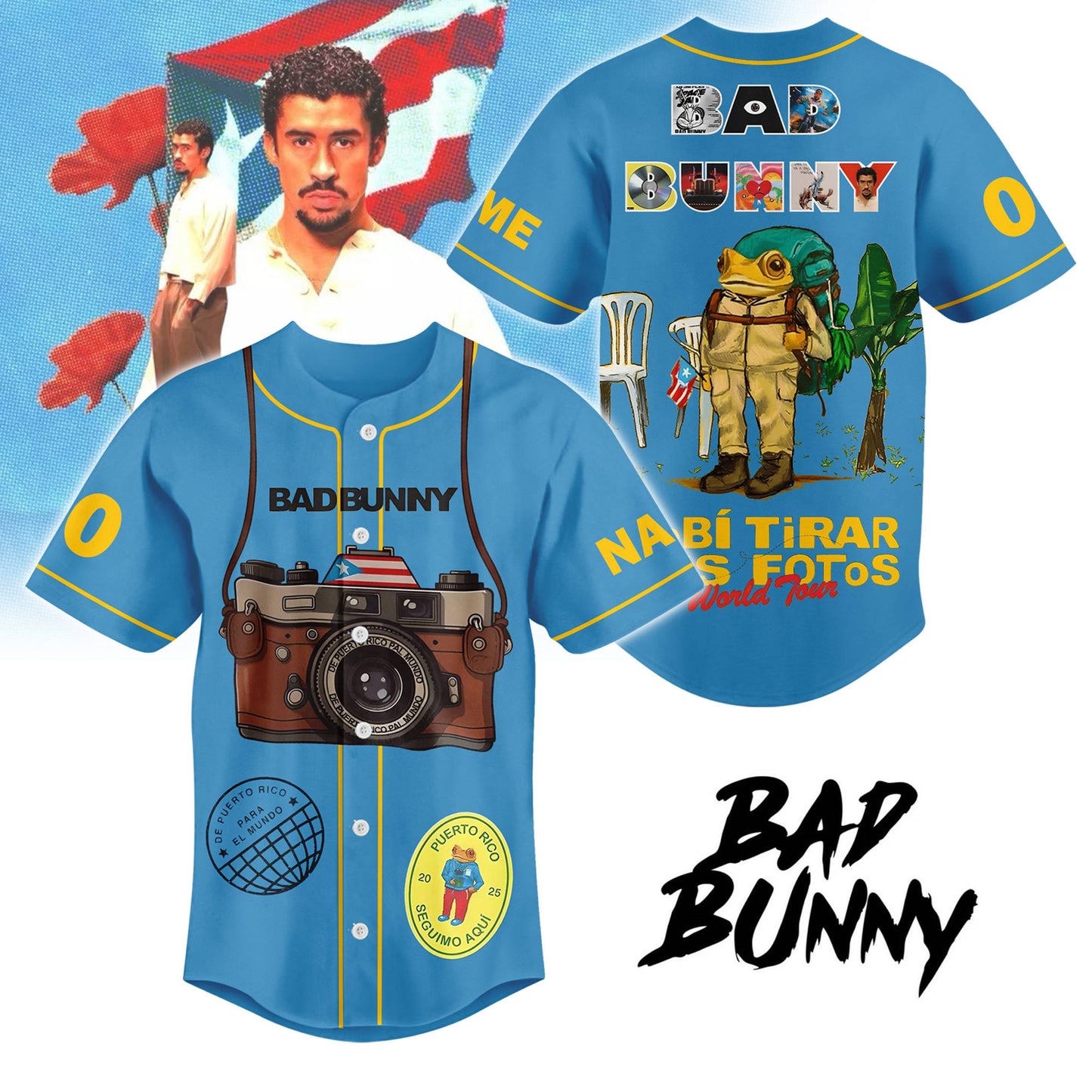 Personalized Bad Bunny Classic Blue Baseball Jersey