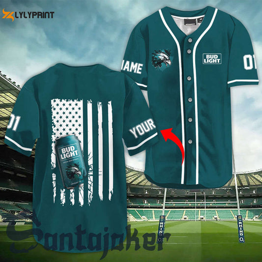 Personalized Bud Light Eagle American Flag Baseball Jersey - Gift for Men Women - Gift for Men Women - lylyprint.com