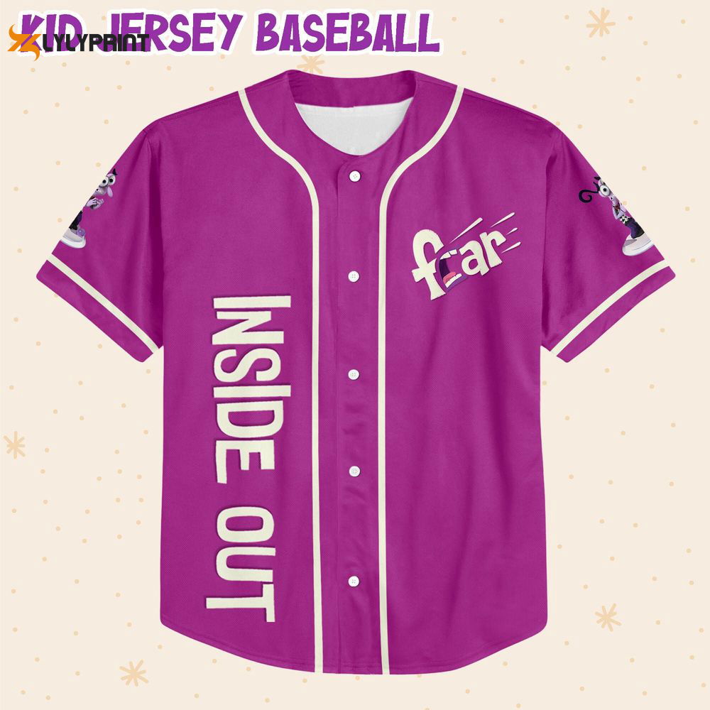 Personalized Disney Inside Out Fear Typographic Emotions Baseball Jersey - lylyprint.com