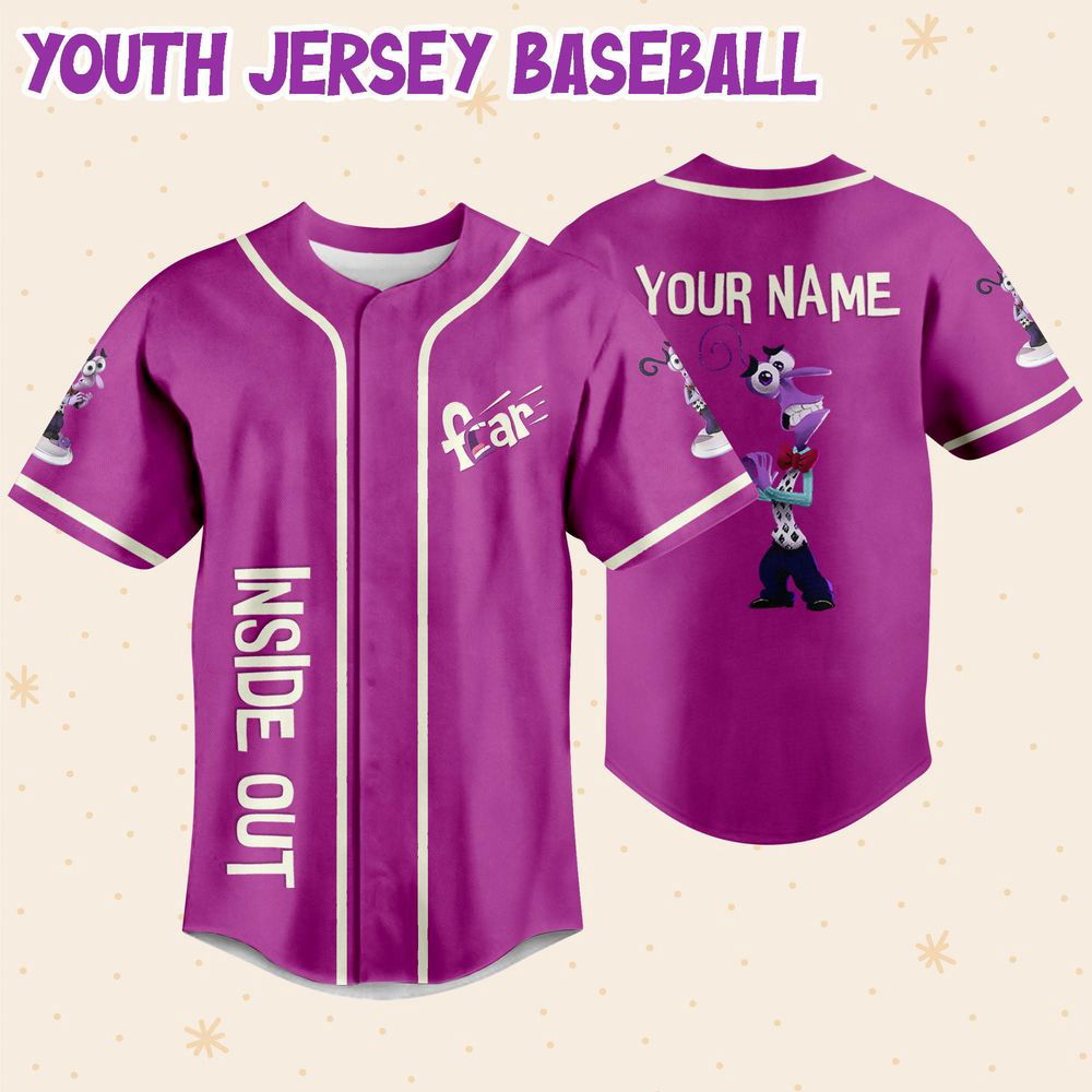 Personalized Disney Inside Out Fear Typographic Emotions Baseball Jersey - lylyprint.com