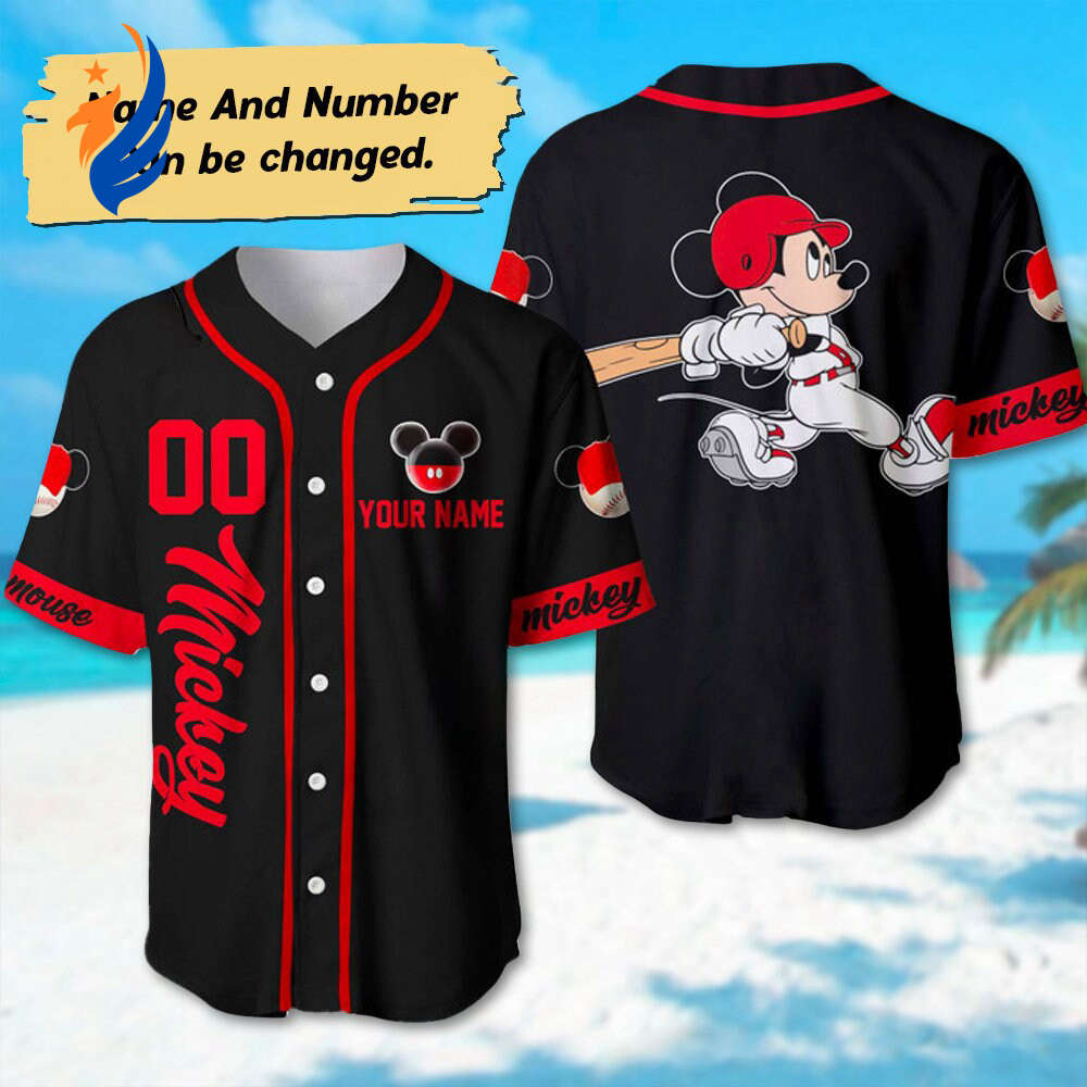Custom Mickey Mouse Baseball Jersey: Personalized Player Shirt 3D Printed Cartoon Design Funny Birthday Gift for Kids - Bafud