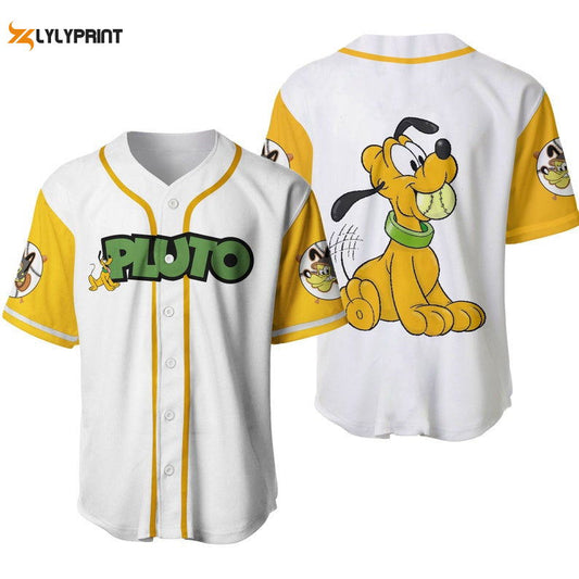 Pluto Dog Disney Cartoon Graphics All Over Print Unisex Baseball Jersey Yellow - lylyprint.com