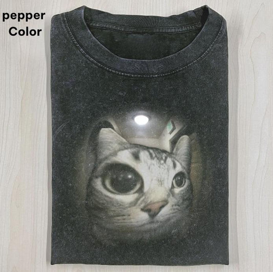 strange cat Graphic T-shirt, cotton cat funny T-shirt, Retro Funny Vintage Tee, Unisex Meme Cringe Funny Dumb Shirt, FUNNY CUTE shirts for women