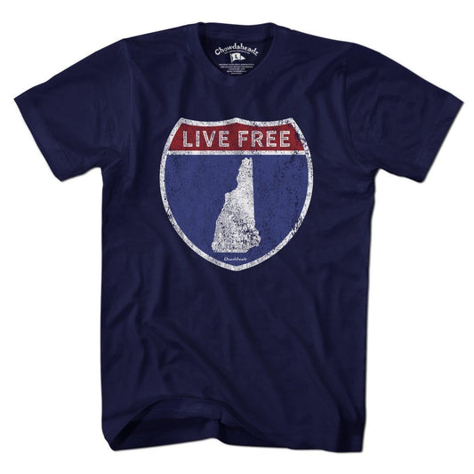 Live Free New Hampshire Highway Sign T-Shirt