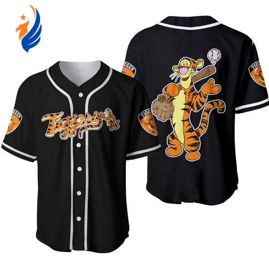 Tigger Winnie Pooh Baseball Player Jersey - Disney Cartoon Graphics Unisex Baseball Jersey - Bafud