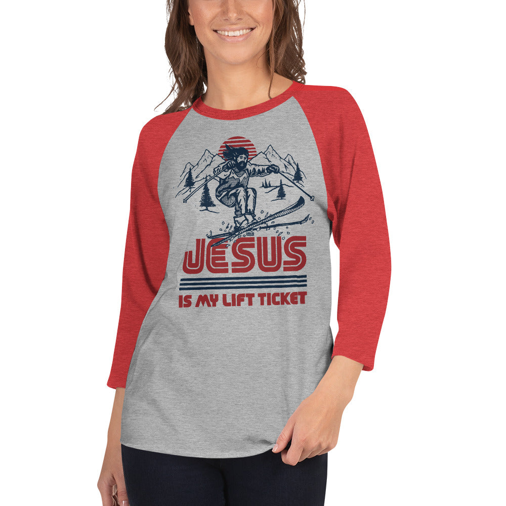Unisex Jesus Is My Lift Ticket 3/4 Sleeve Baseball T-Shirt