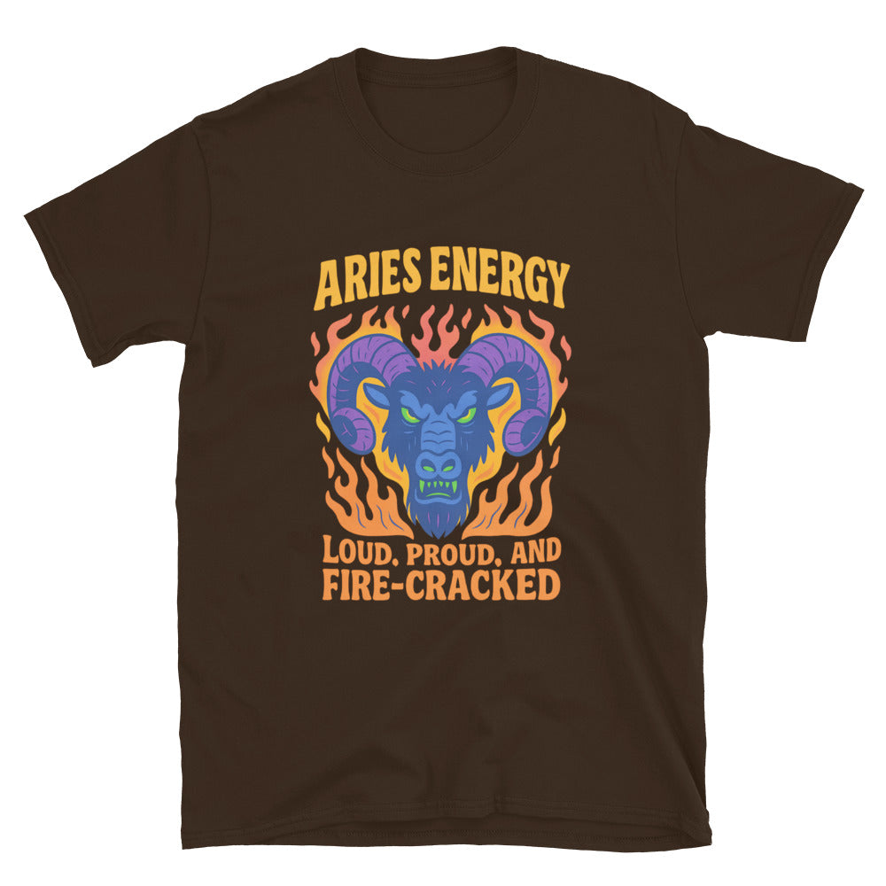 Aries Energy: Loud, Proud, and Fire-Cracked T-Shirt