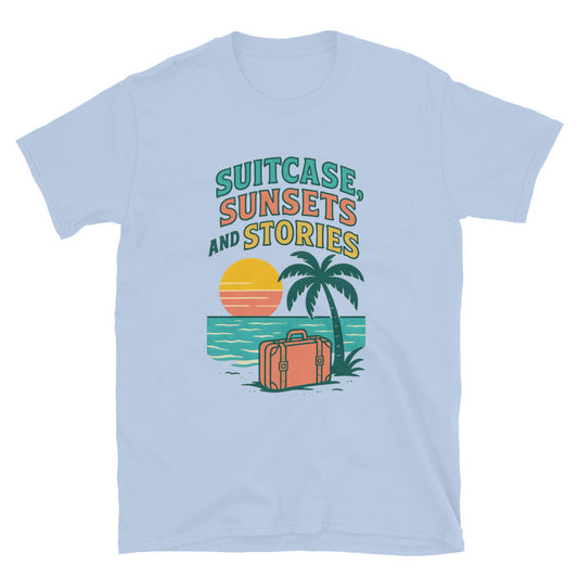 Suitcase, Sunsets, And Stories T-Shirt