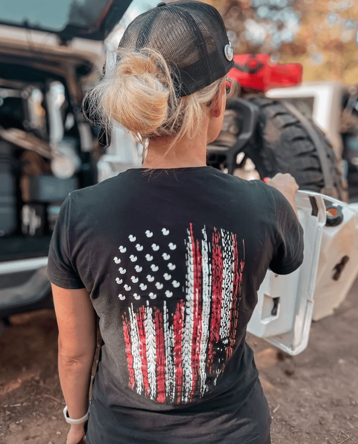 Women's American Flag Tire Track Duck Tee