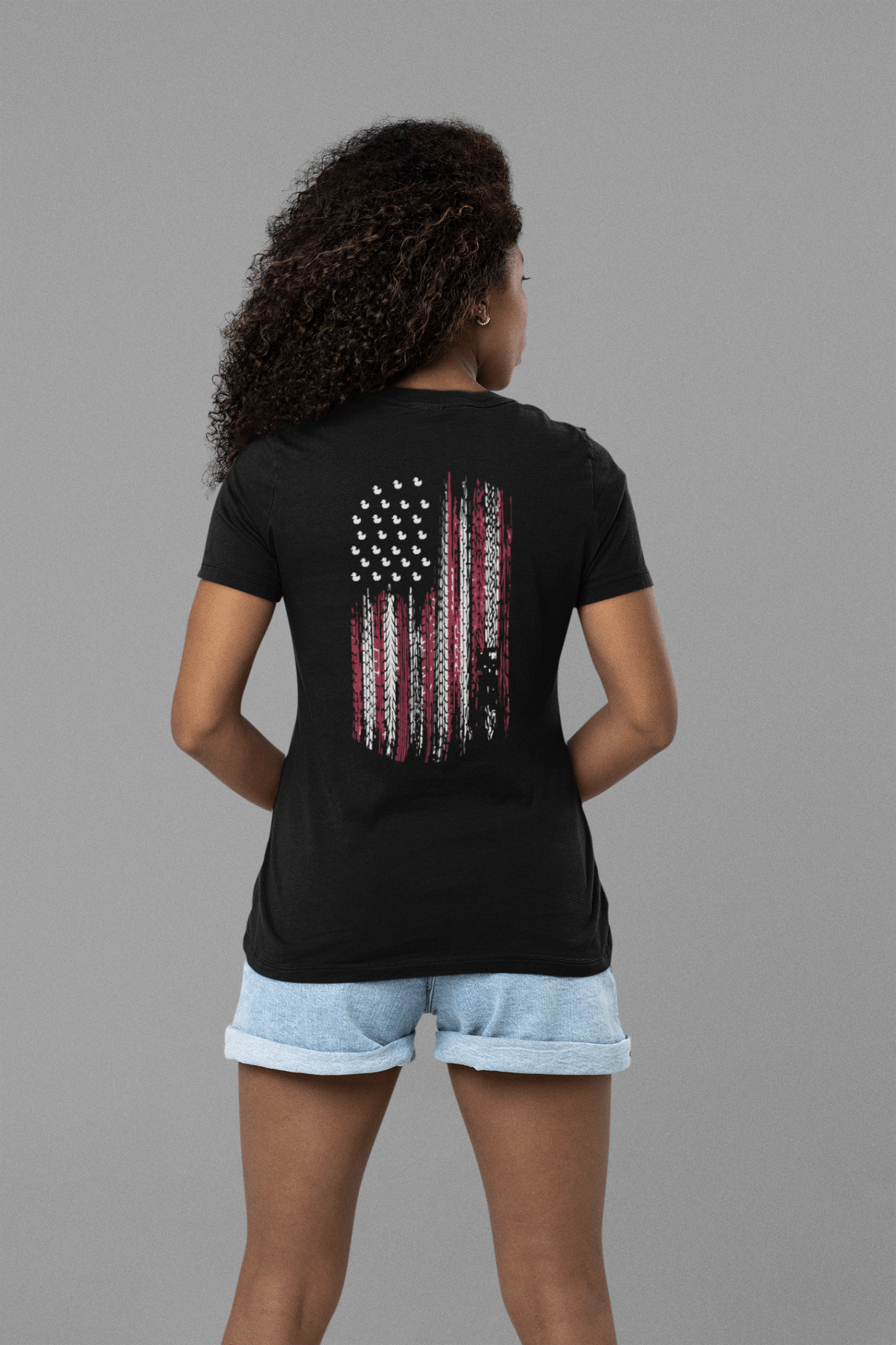 Women's American Flag Tire Track Duck Tee