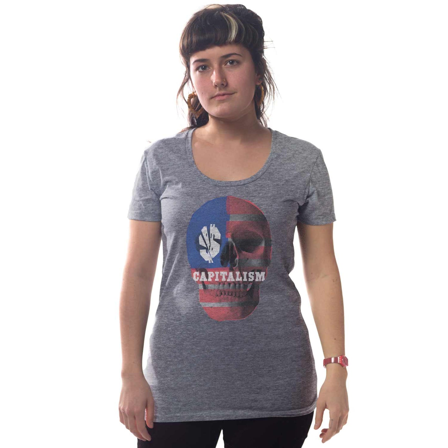 Women's Capitalism Skull T-shirt | Supports Income Equality